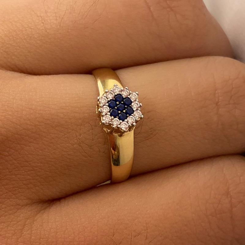 ANEL 18K F azul